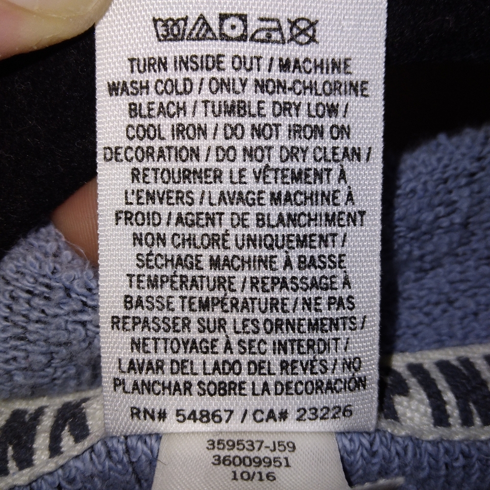 [SOLD] PINK Victoria's Secret Mock Neck Stadium Sweater in Blue - Picture 8 of 10